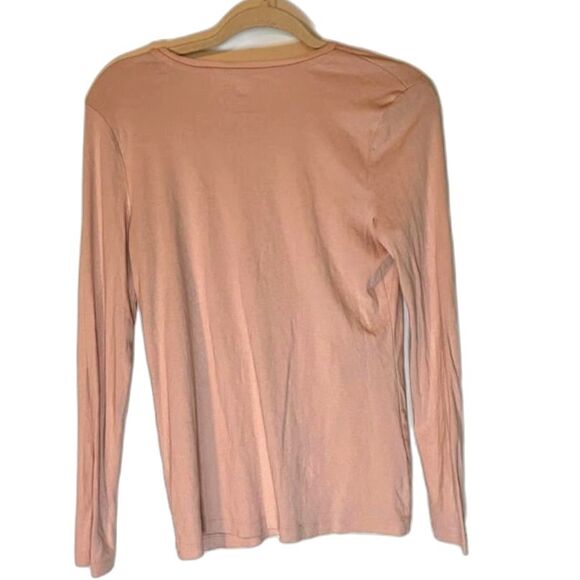 Talbots Tee M Pink Long Sleeve Pima Cotton Crew Nck Minimalist Casual Soft Basic - Picture 5 of 5